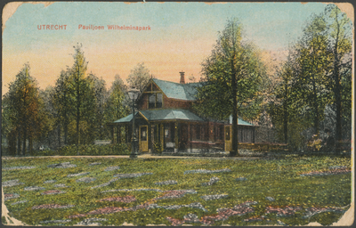 879420 Gezicht op het Melkhuis van de Volksbond tegen Drankmisbruik in het Wilhelminapark te Utrecht.